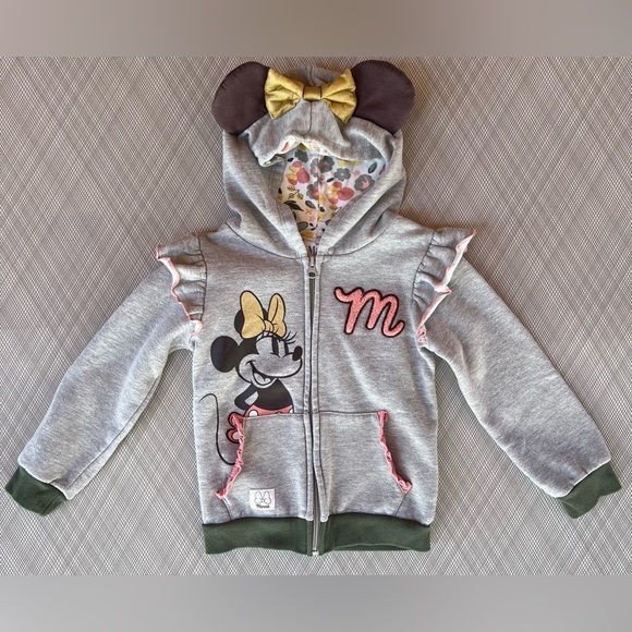 Disney Other - Disney Minnie Mouse - Gold bow Ear Minnie Hoodie (Size 5)